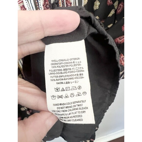 Free People Rain Or Shine Tunic Dress Poppy Combo Black Floral Longsleeve Boho M - Picture 8 of 10